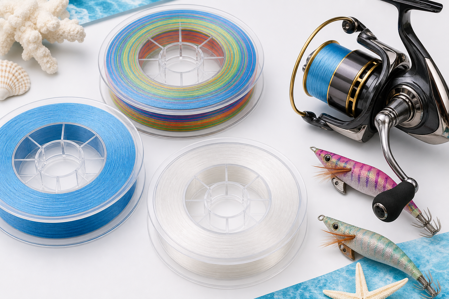 エギングで使うPEラインのおすすめ製品を並べた画像